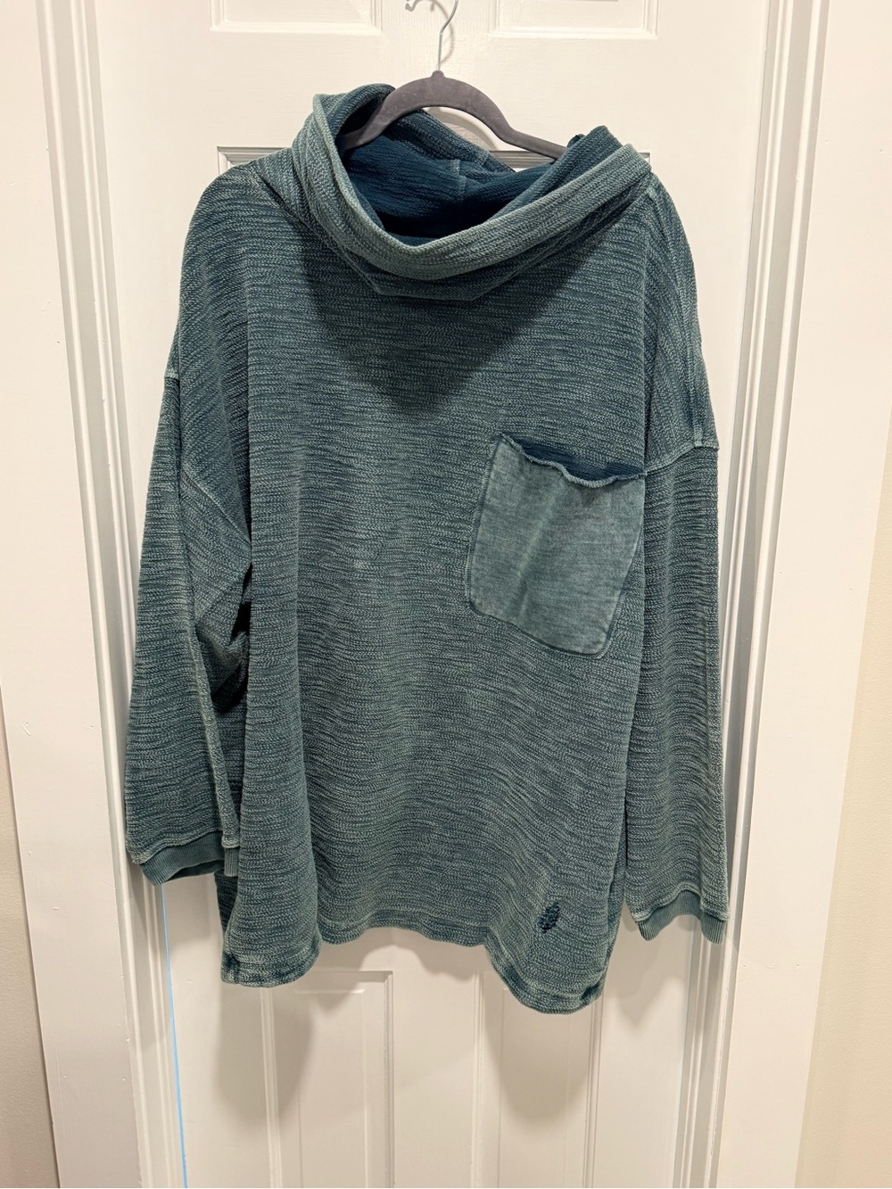 Free People Teal Cove Cowl Pocket Sweatshirt